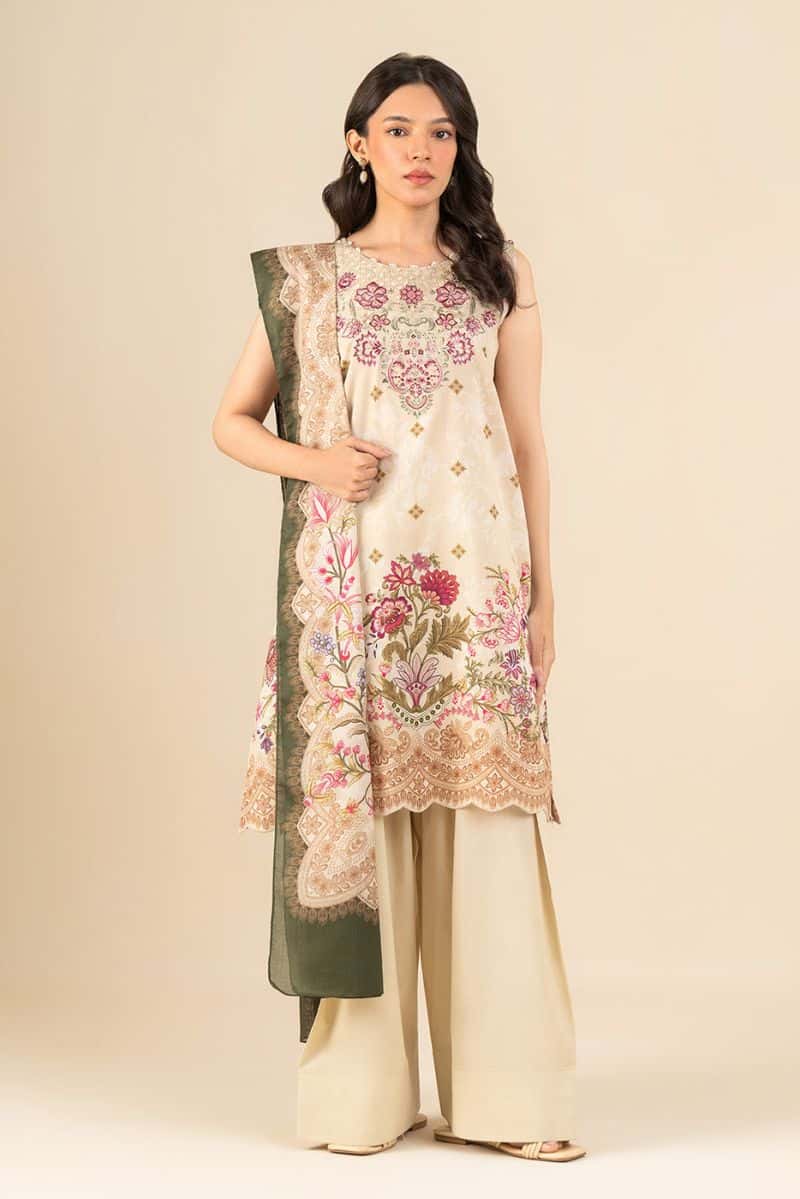 3 PIECE EMBROIDERED LAWN SUIT-IVORY FLEUR (UNSTITCHED)