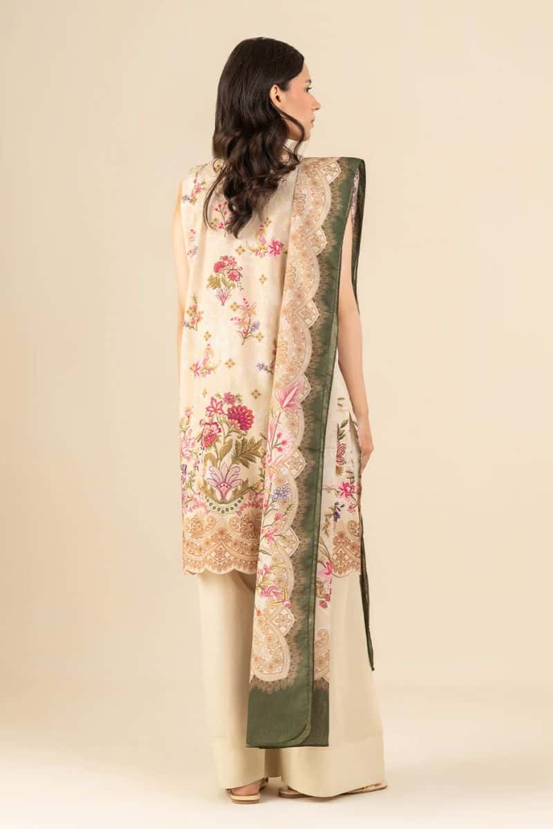 3 PIECE EMBROIDERED LAWN SUIT-IVORY FLEUR (UNSTITCHED) - alternate view