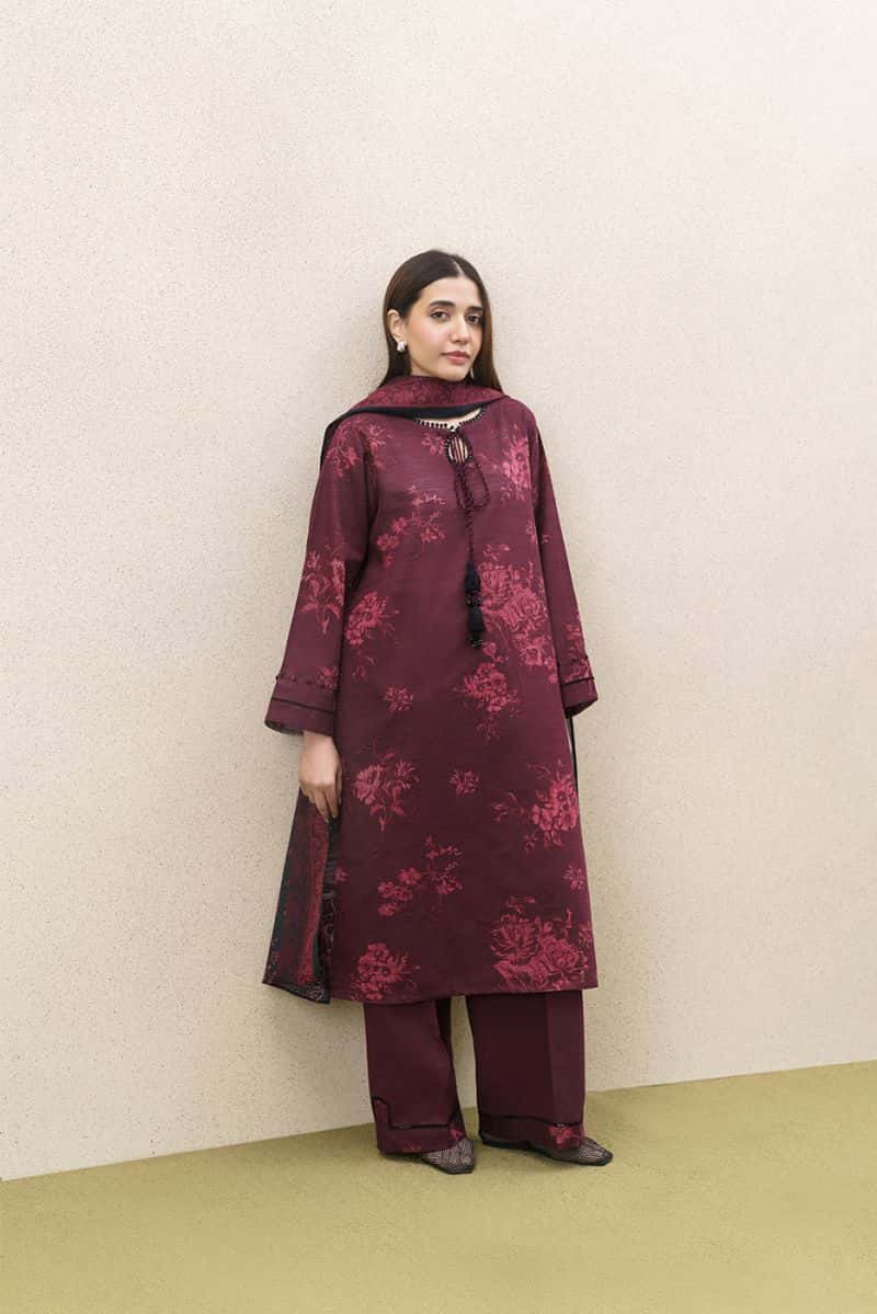 3 PIECE PRINTED SLUB KHADDAR SUIT-MONO VERDANT (UNSTITCHED)