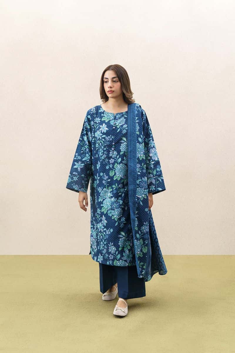 3 PIECE PRINTED KHADDAR SUIT-ARCTIC ESCAPE (UNSTITCHED) - alternate view