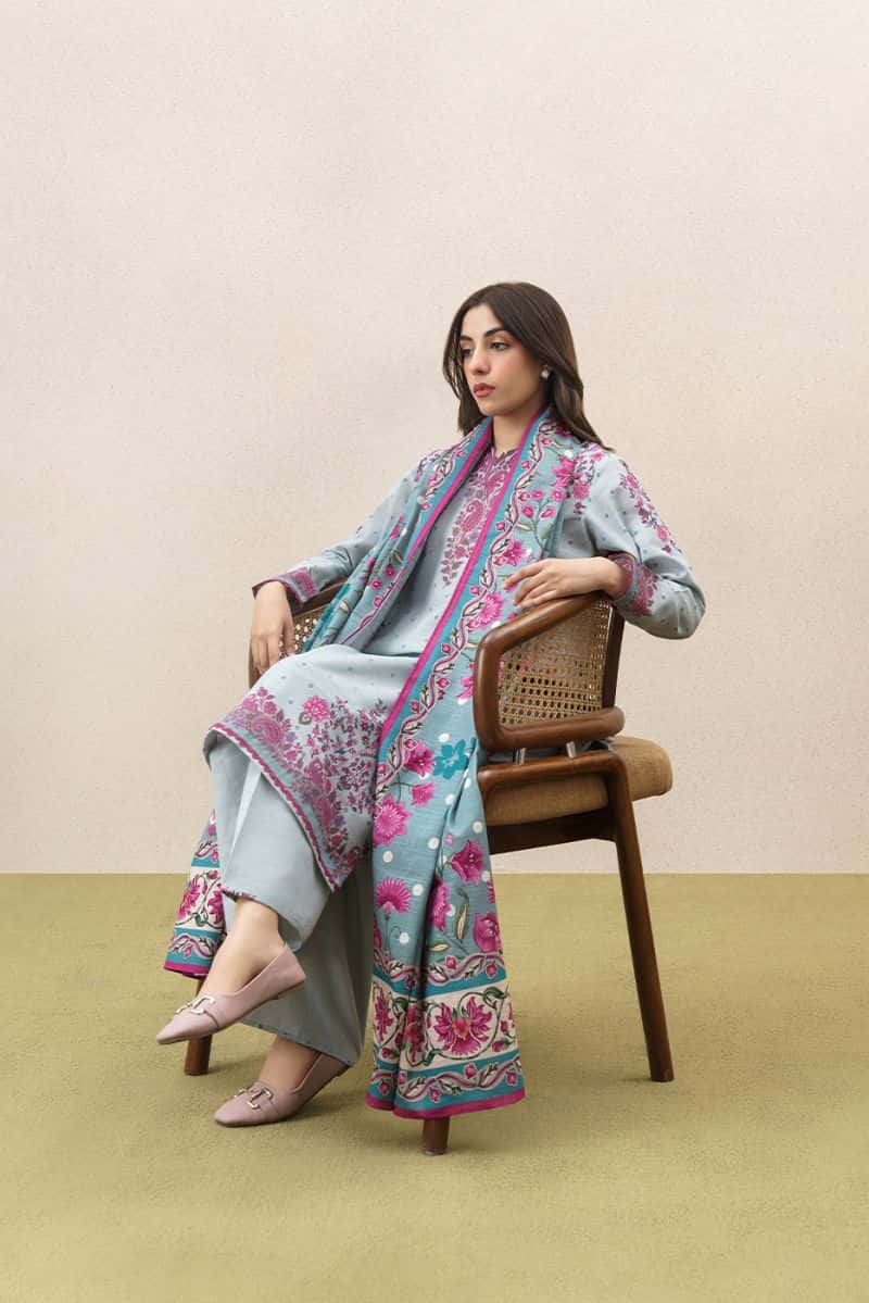 3 PIECE PRINTED KHADDAR SUIT-AUTUMN BREEZE (UNSTITCHED)