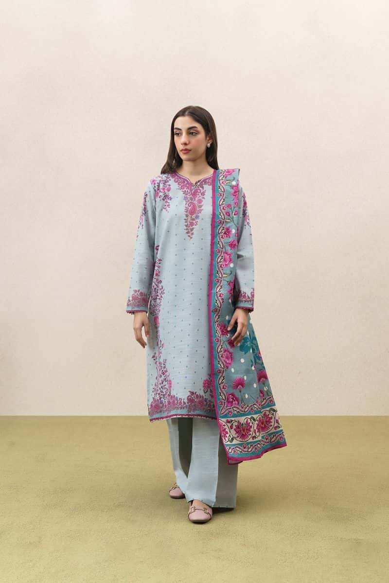 3 PIECE PRINTED KHADDAR SUIT-AUTUMN BREEZE (UNSTITCHED) - alternate view
