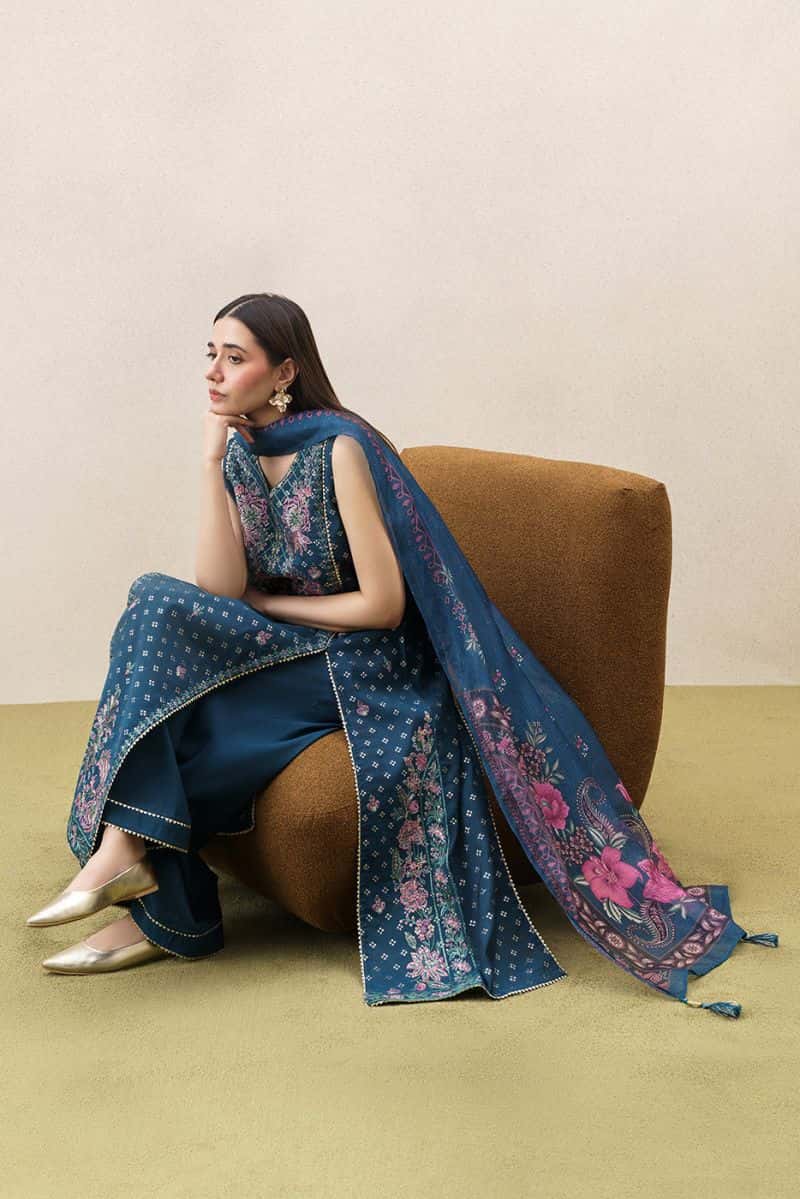 3 PIECE EMBROIDERED YARN DYED JACQUARD SUIT-MYSTIC TEAL (UNSTITCHED)