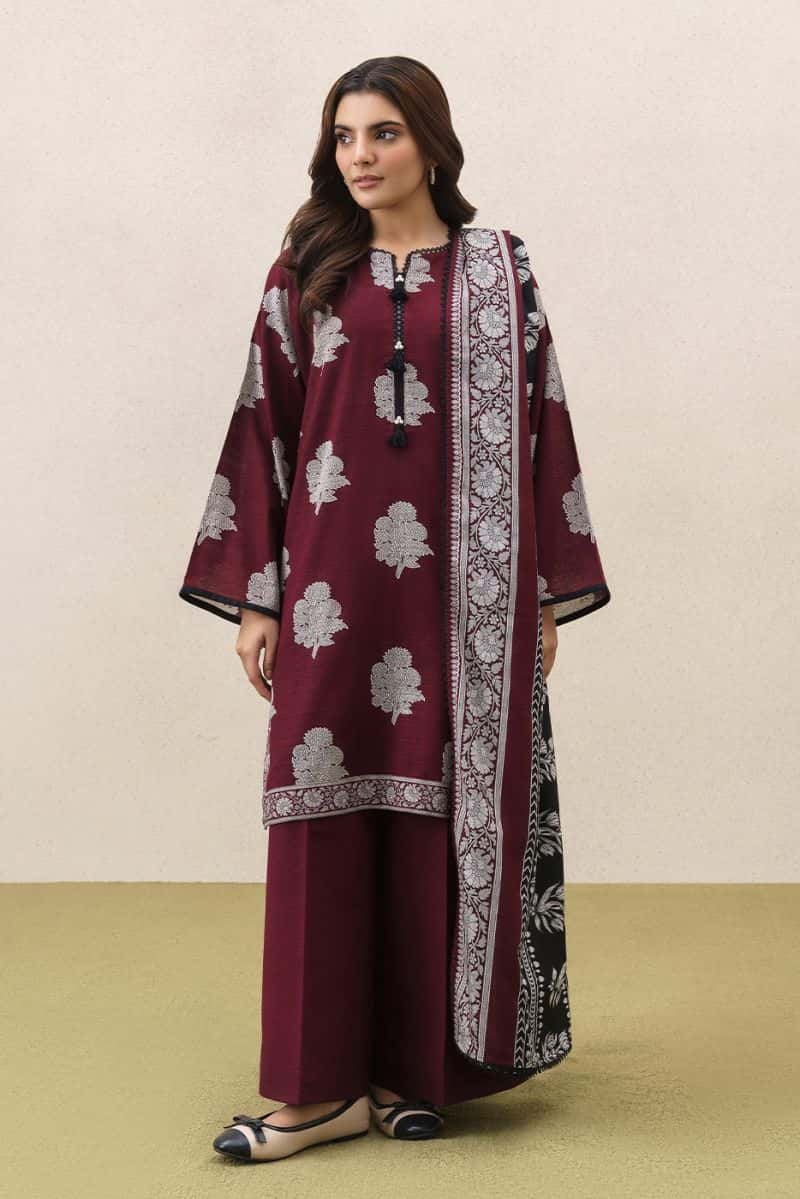 3 PIECE PRINTEDED SLUB KHADDAR SUIT-REGAL WEAVE (UNSTITCHED) - alternate view