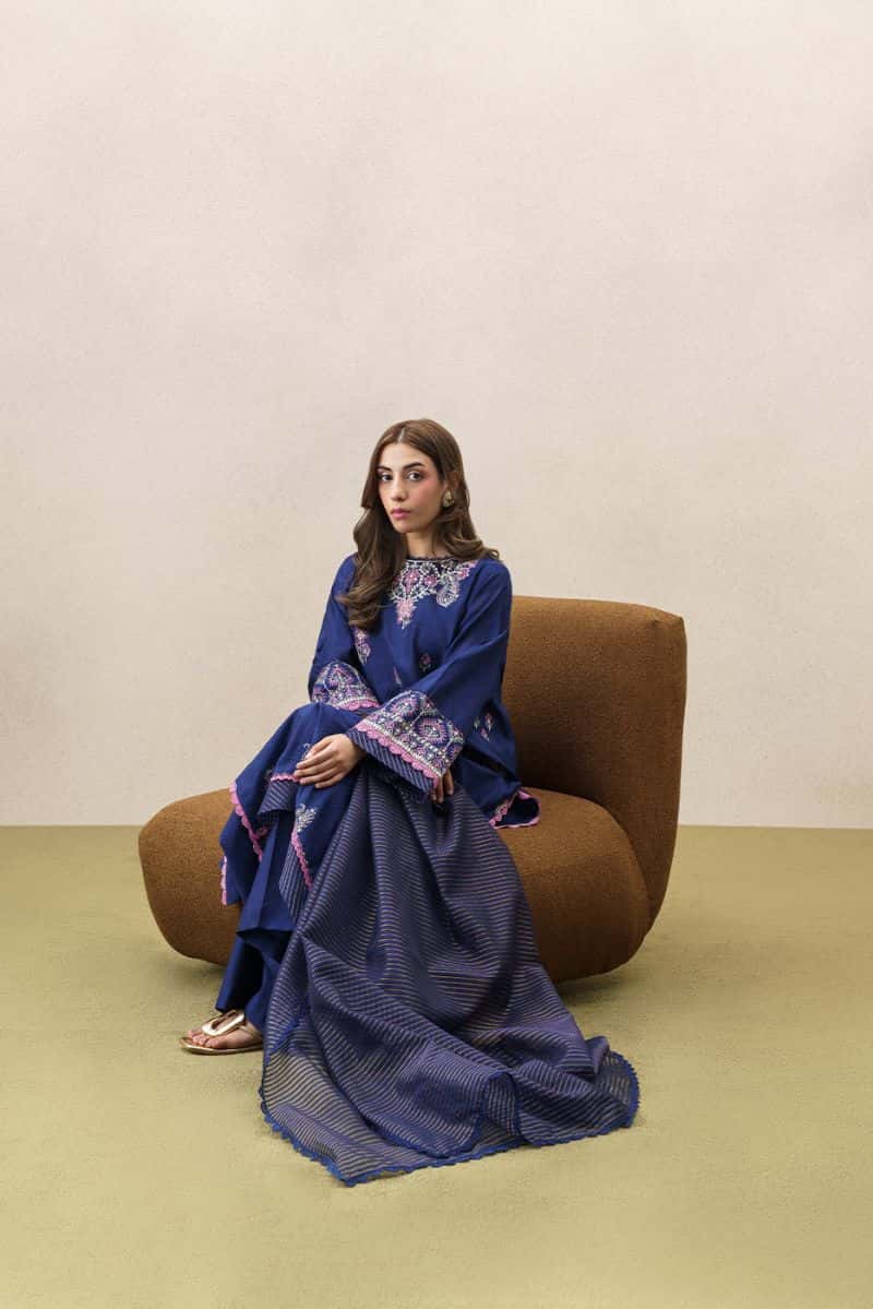 3 PIECE EMBROIDERED YARN DYED JACQUARD SUIT-BLUE OCEAN (UNSTITCHED)