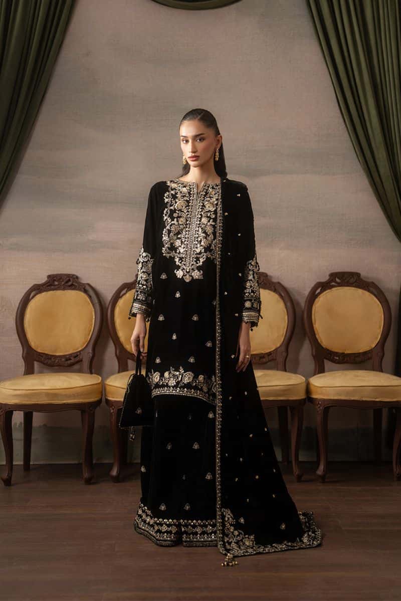 3 PIECE EMBROIDERED VELVET SUIT-MIDNIGHT SOIRÉE ( LUXURY UNSTITCHED )