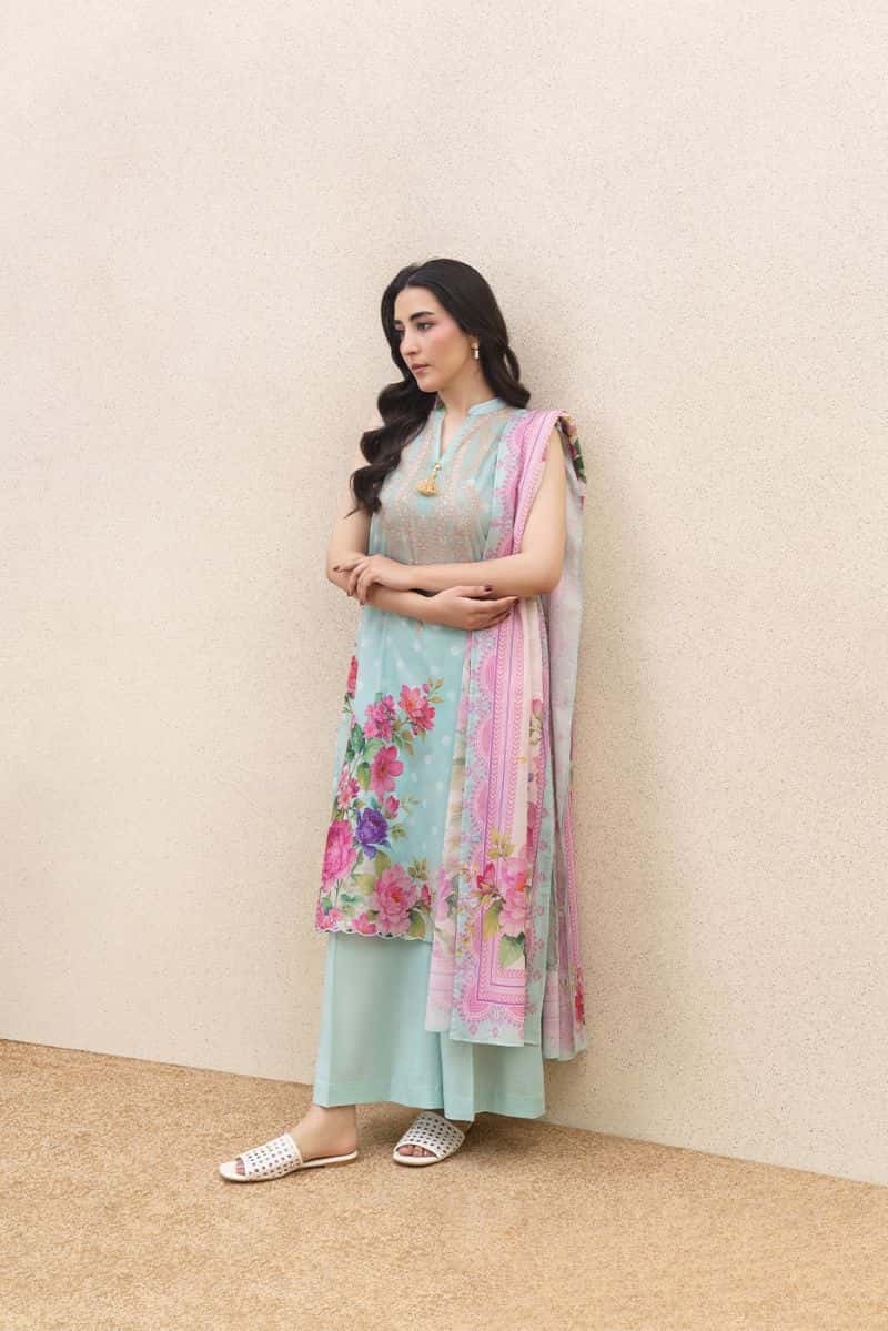 3 PIECE PRINTED LAWN SUIT-SKY SERENITY (UNSTITCHED)