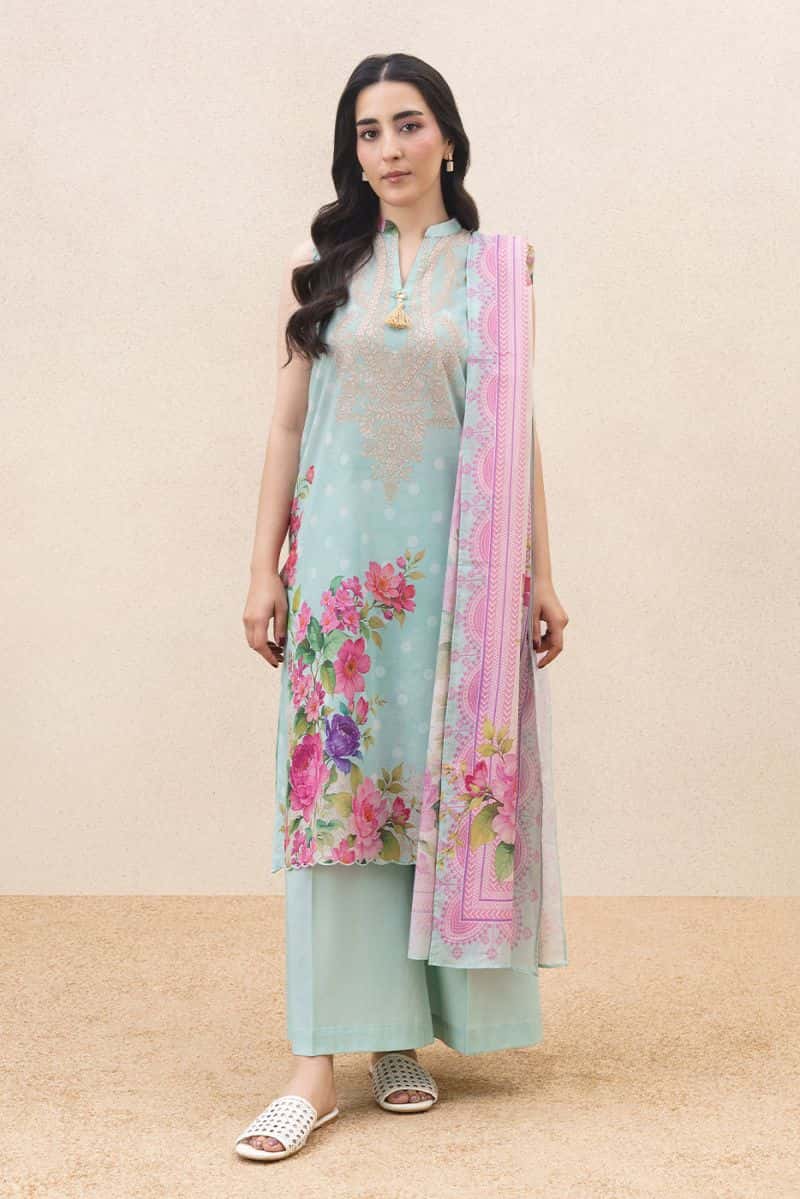 3 PIECE PRINTED LAWN SUIT-SKY SERENITY (UNSTITCHED) - alternate view