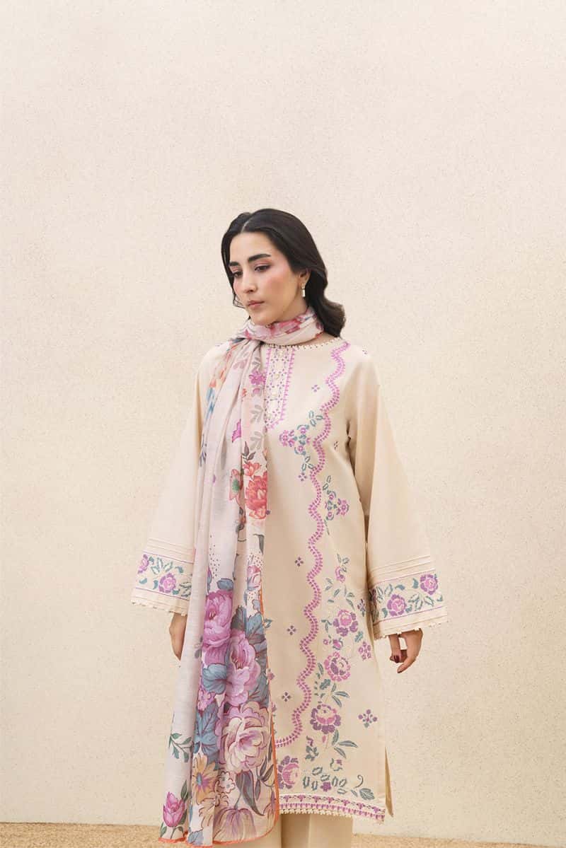 3 Piece Embroidered Lawn Suit - Whispering Florals Unstitched