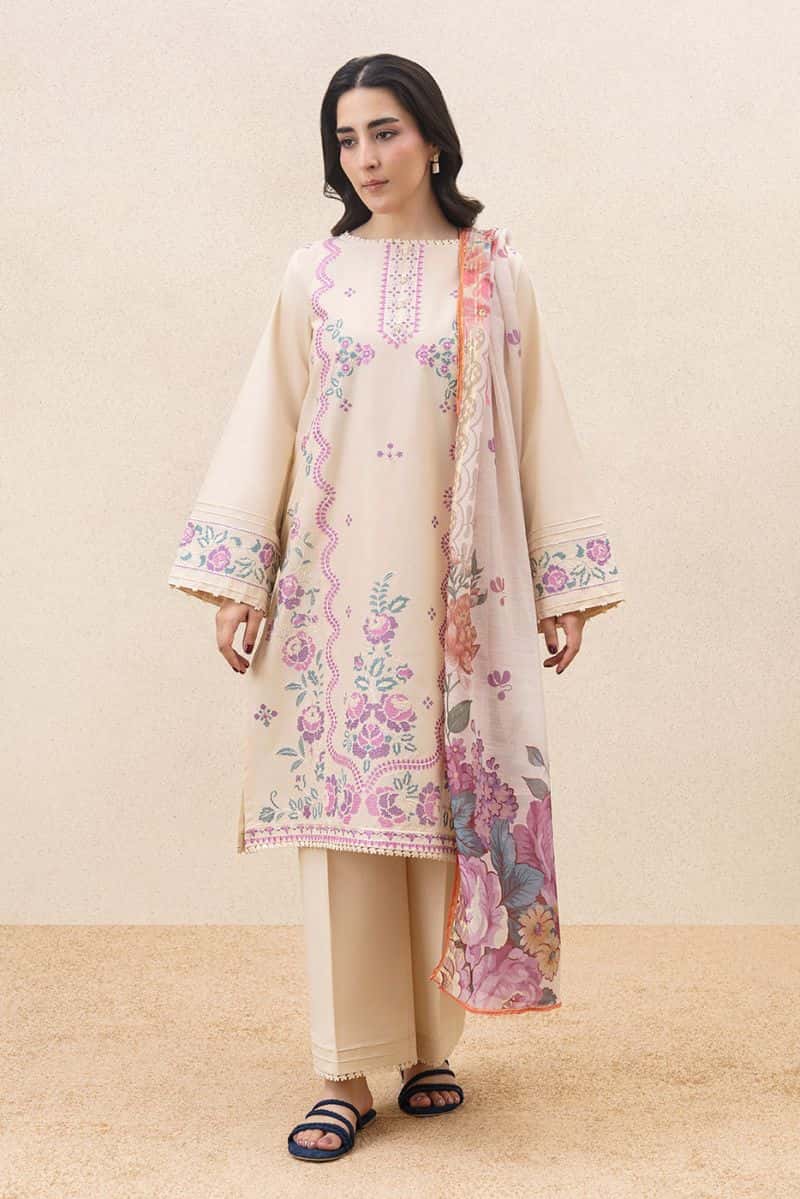 3 Piece Embroidered Lawn Suit - Whispering Florals Unstitched - alternate view
