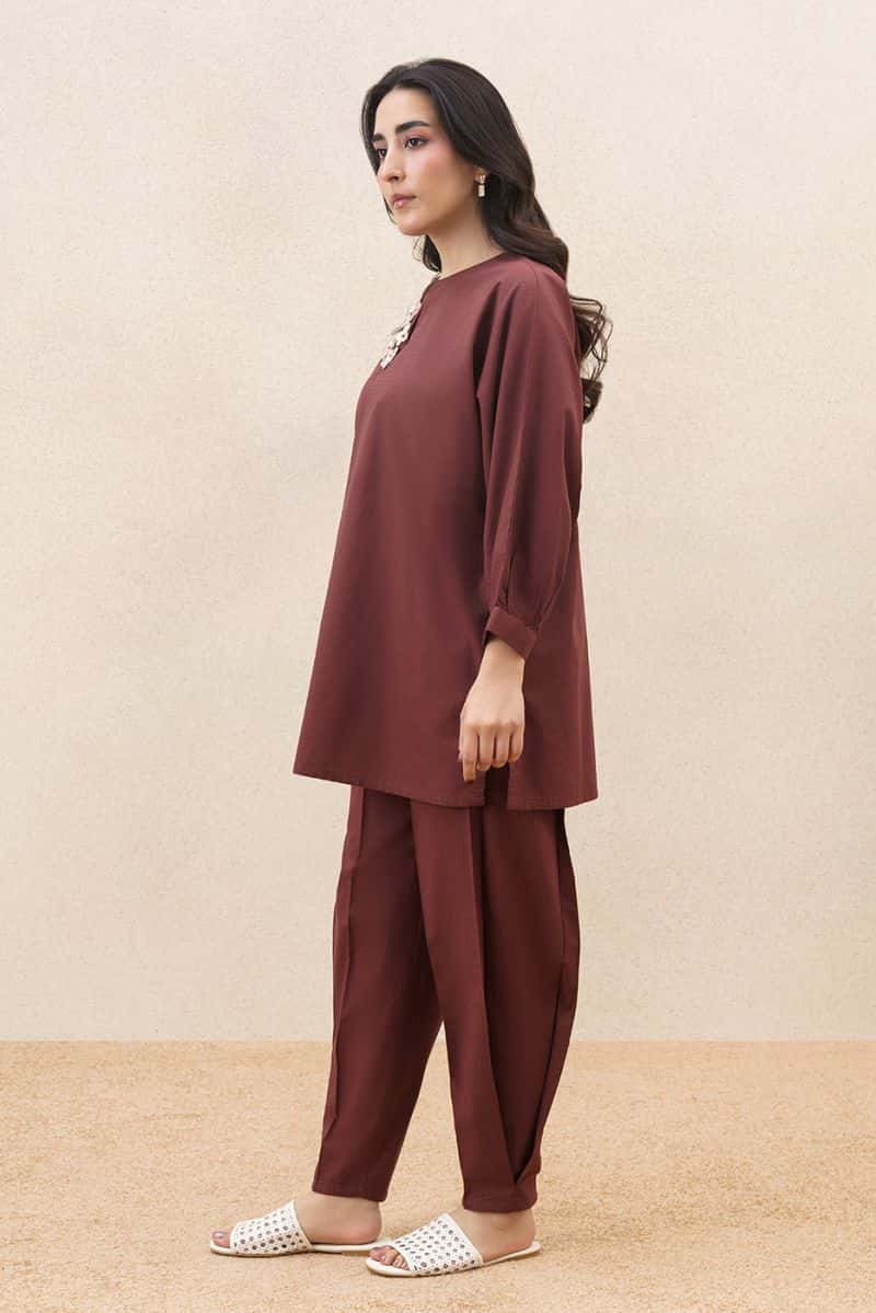 2 PIECE EMBROIDERED DOBBY YARN DYED SUIT (PRET) - alternate view