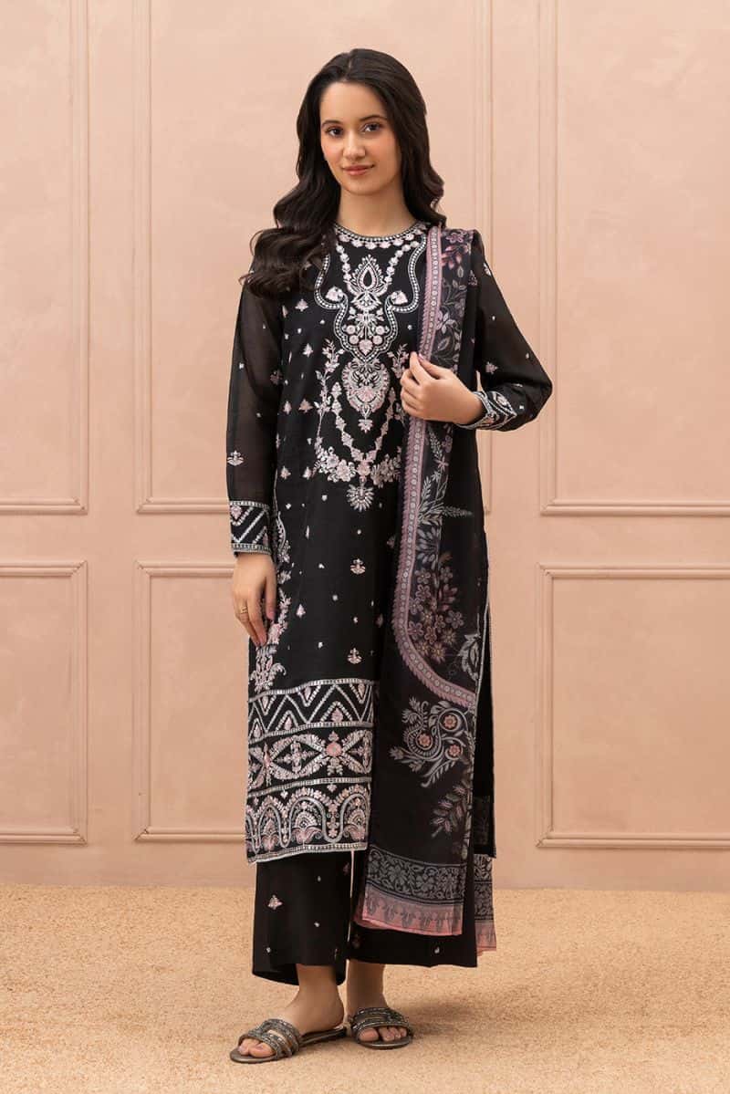 3 Piece Embroidered Paper Cotton Suit Luxury Pret - alternate view