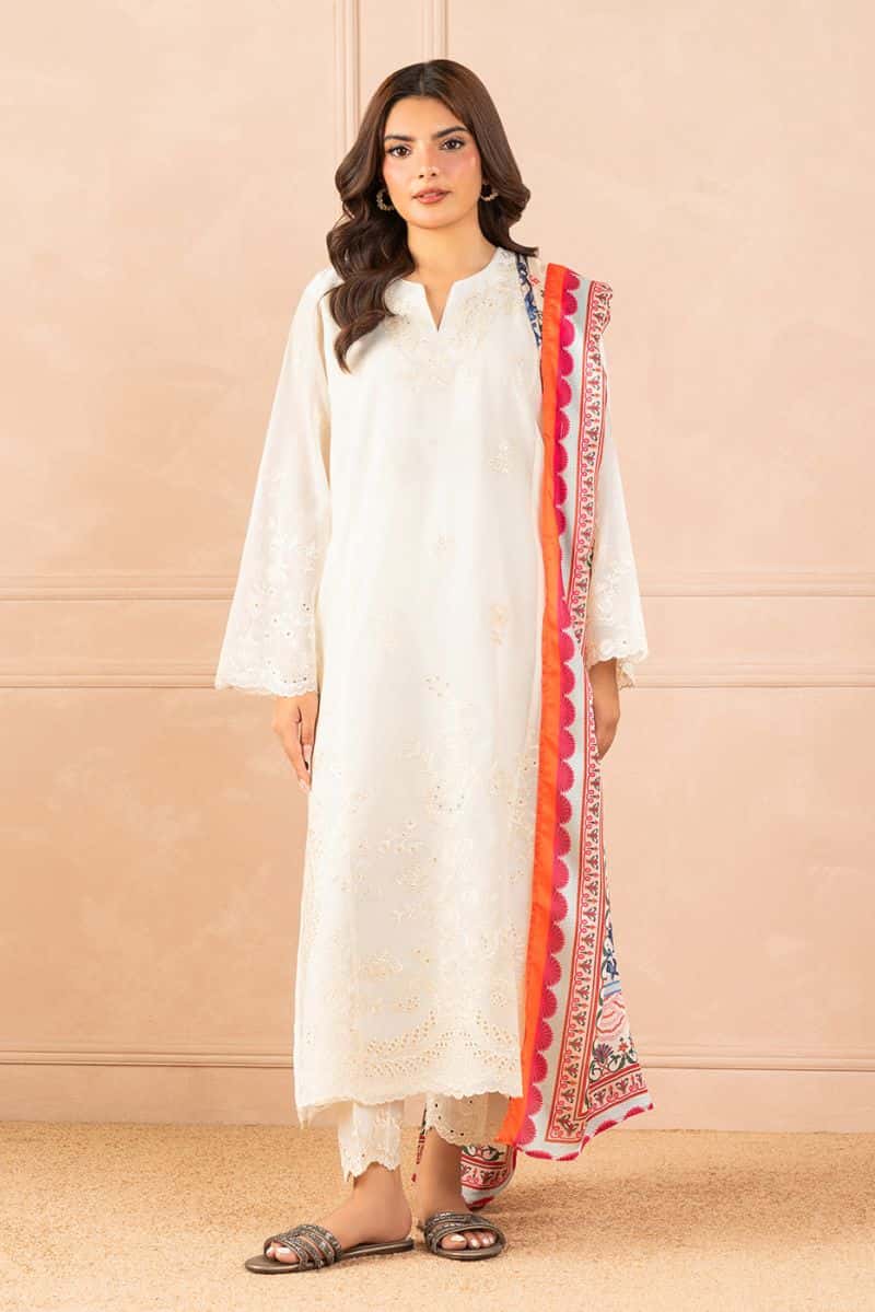 3 Piece Embroidered Paper Cotton Suit Luxury Pret - alternate view