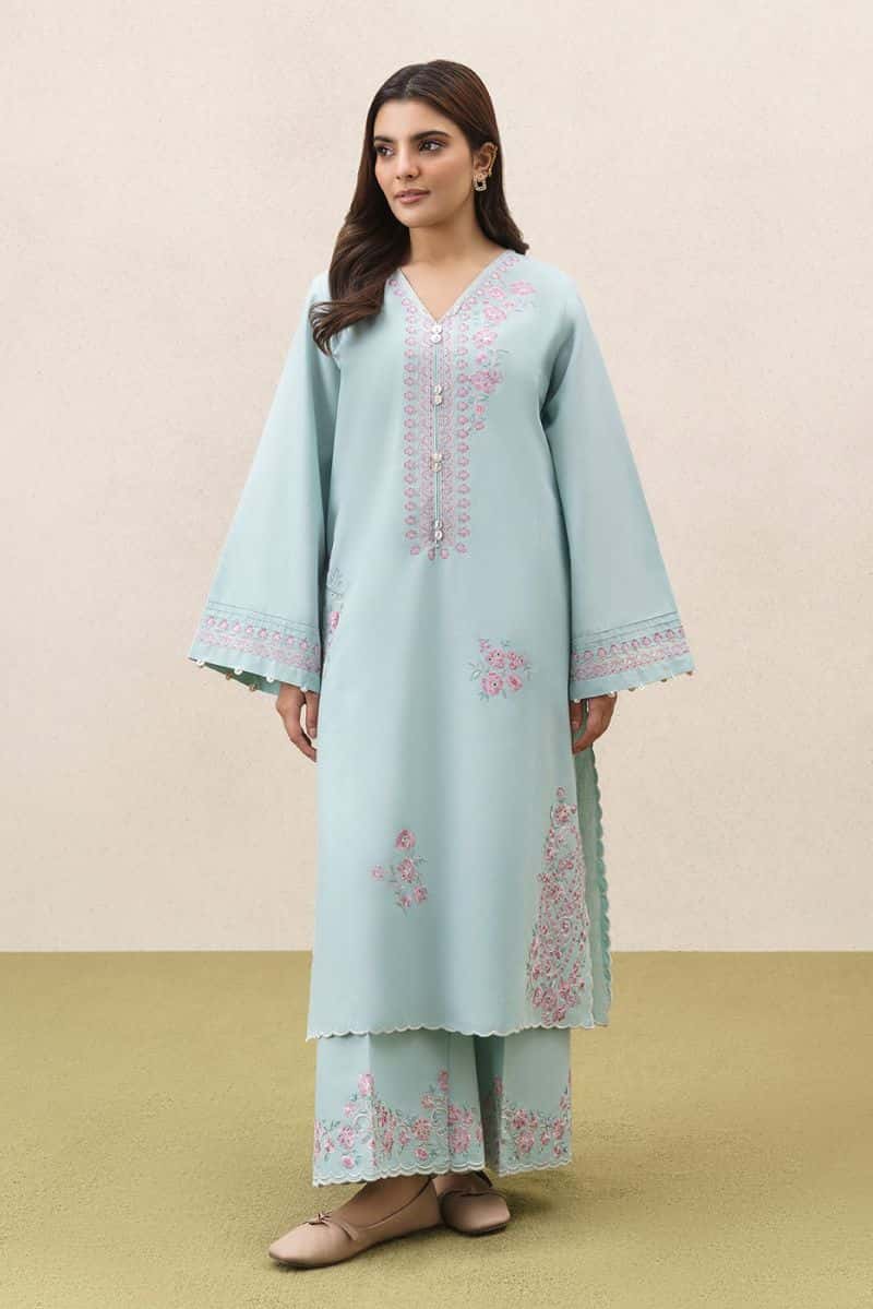 2 Piece Embroidered Khaddar Suit - Cerulean Resort Unstitched - alternate view