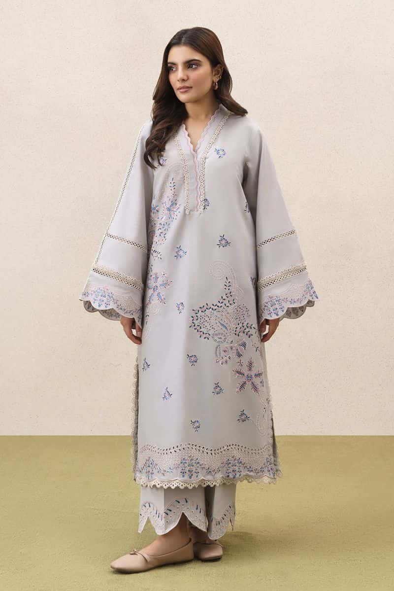 2 PIECE EMBROIDERED KHADDAR SUIT-DUSTY MEADOW (UNSTITCHED) - alternate view