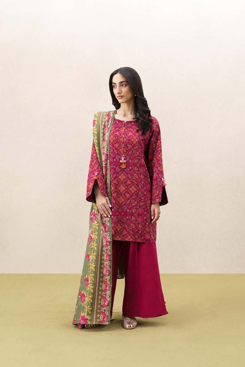 3 PIECE PRINTED KHADDAR SUIT-ORNATE HAZE (UNSTITCHED) - alternate view