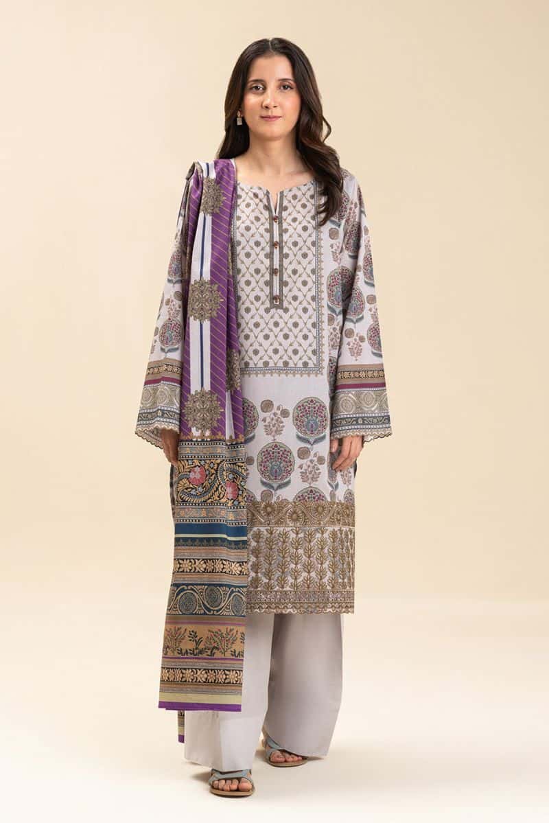 3 PIECE EMBROIDERED LAWN SUIT-SMOKY GLEAM (UNSTITCHED)