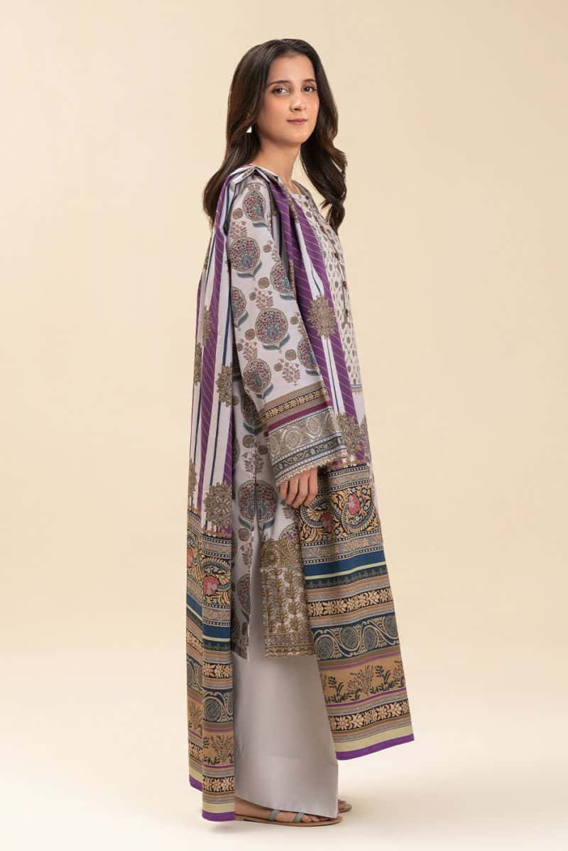 3 PIECE EMBROIDERED LAWN SUIT-SMOKY GLEAM (UNSTITCHED) - alternate view