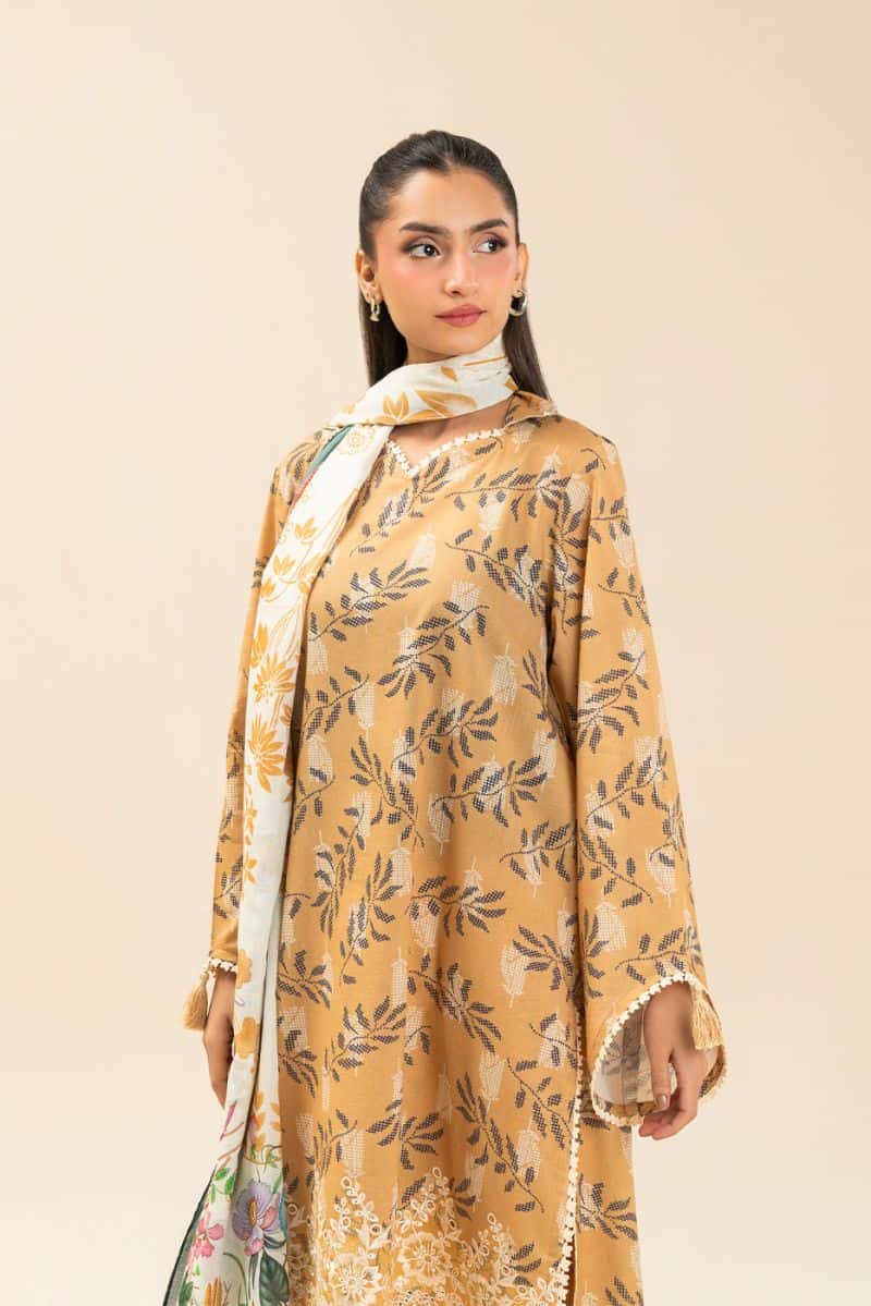 3 Piece Embroidered Lawn Suit - Mustard Meadow Unstitched