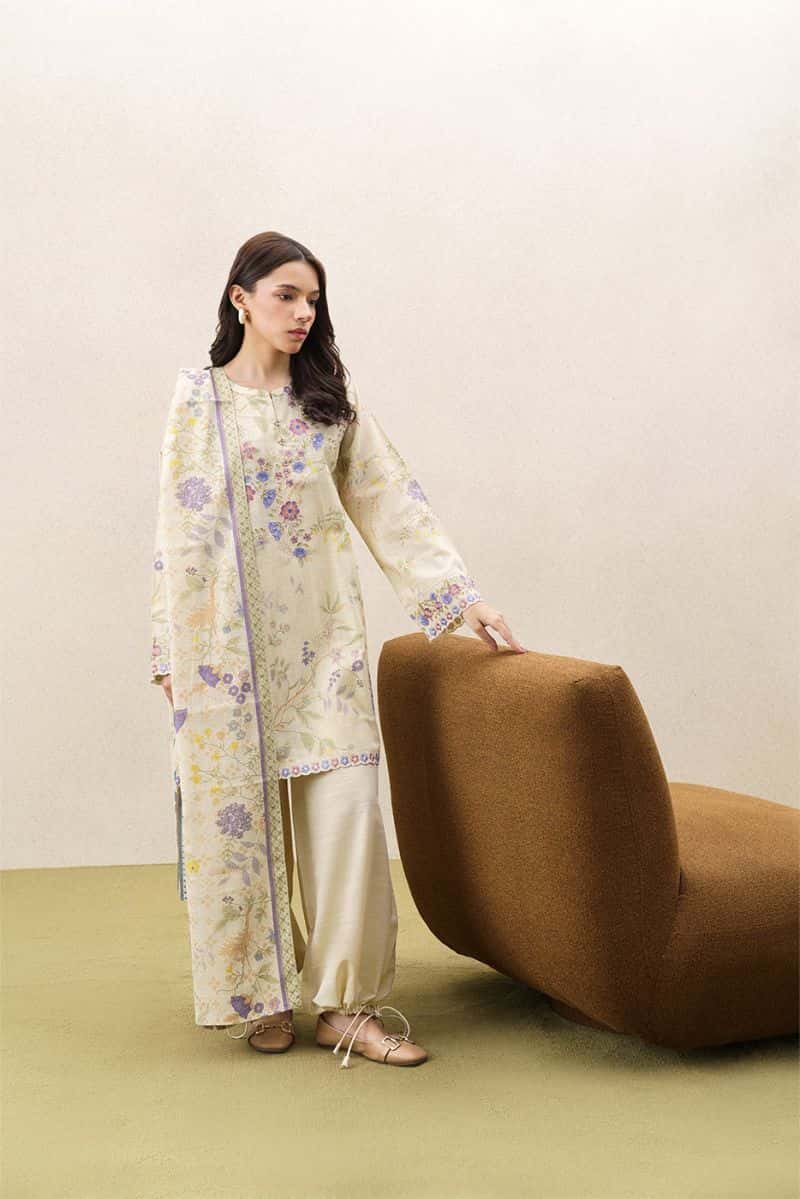 3 Piece Embroidered Khaddar Suit - Celestial Haze Unstitched
