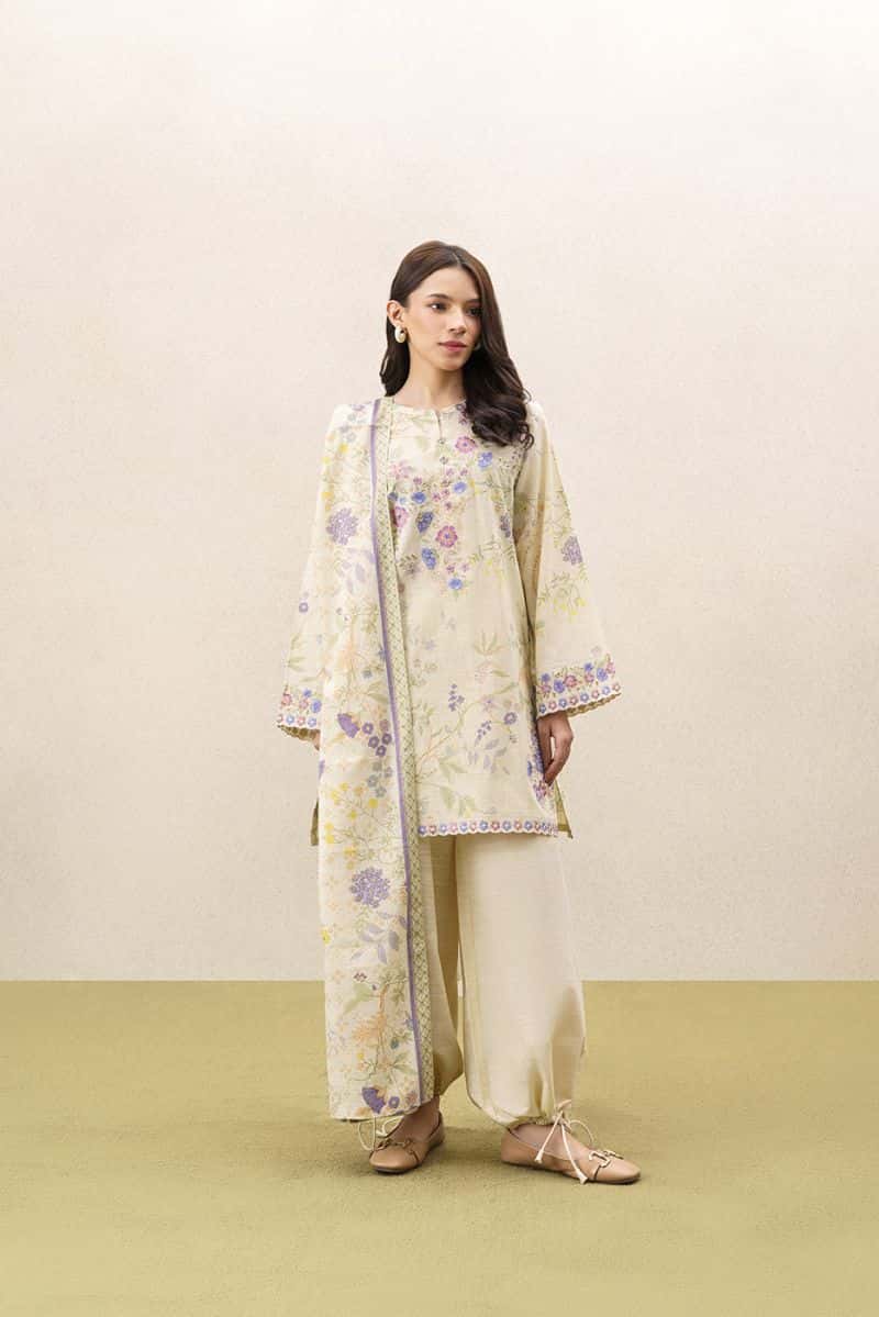 3 Piece Embroidered Khaddar Suit - Celestial Haze Unstitched - alternate view
