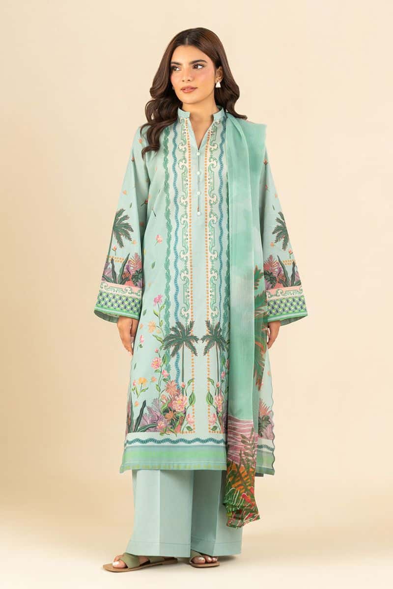 3 Piece Printed Lawn Suit - Cameo Green Unstitched - alternate view