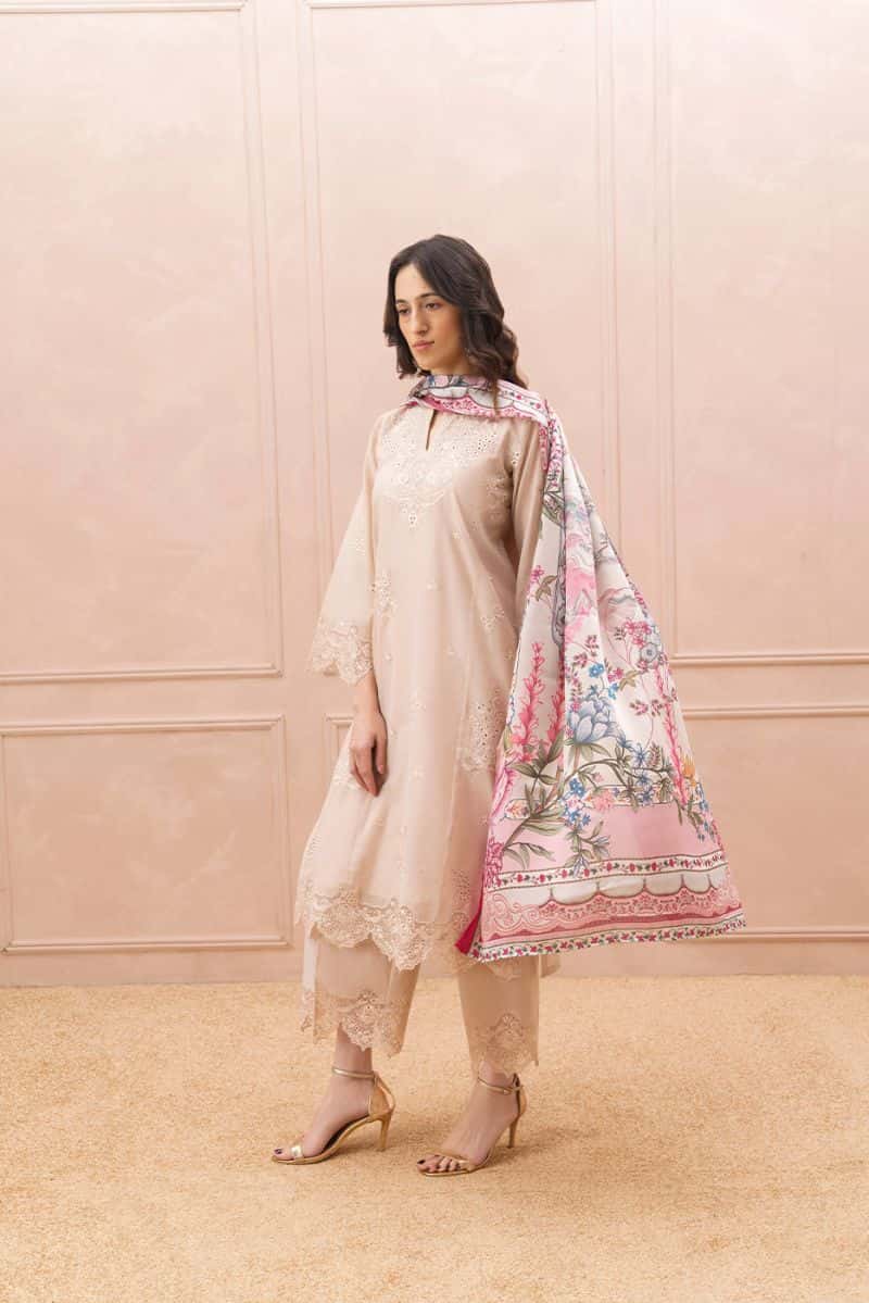 3 Piece Embroidered Paper Cotton Suit Luxury Pret