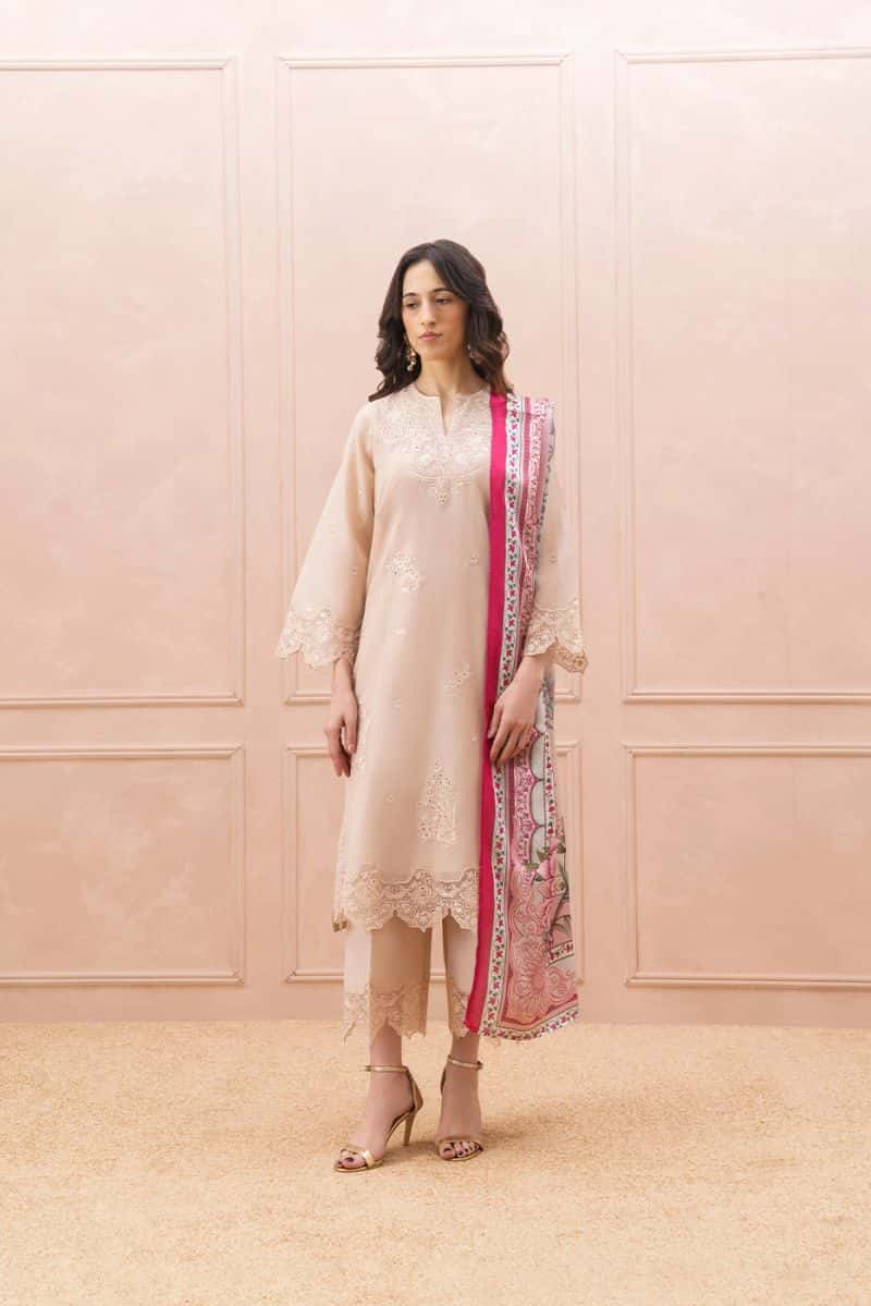 3 Piece Embroidered Paper Cotton Suit Luxury Pret - alternate view
