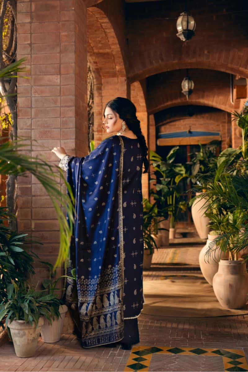 Embroidered Linen 3 Piece Unstitched Suit - alternate view