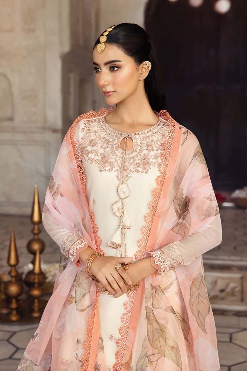 3 Pc Unstitched Embroidered Silk Cotton Net Suit - alternate view