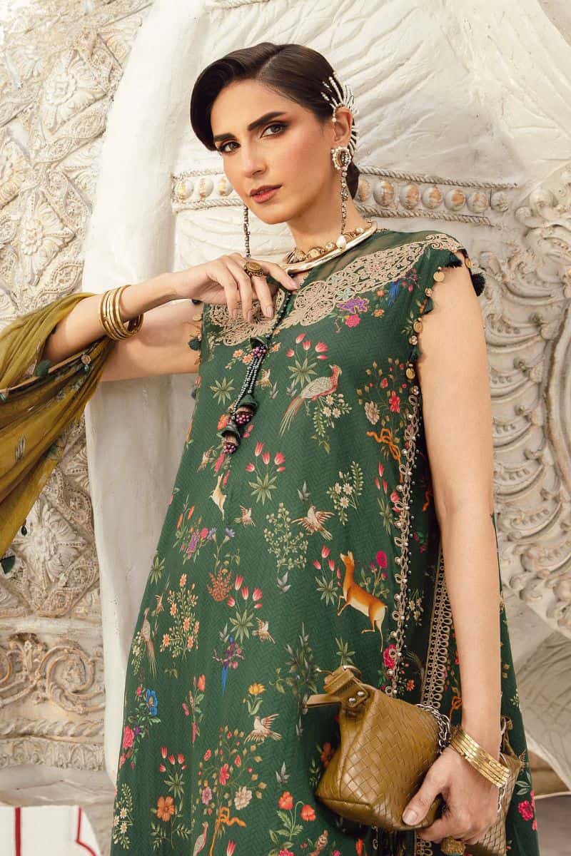 3 Piece Unstitched Embroidered Linen Suit | MPT-2707-B - alternate view