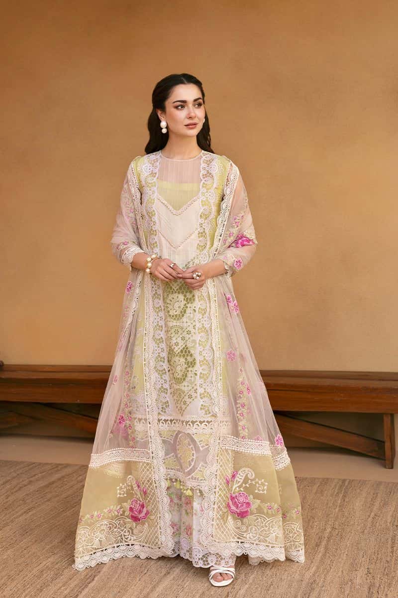 Lemon Yellow Embroidered Cambric 2 Piece Unstitched Suit