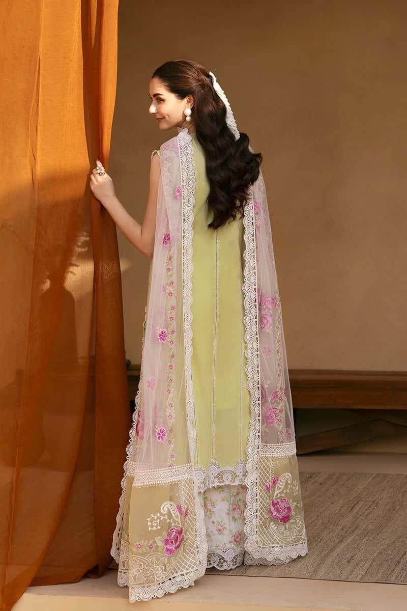 Lemon Yellow Embroidered Cambric 2 Piece Unstitched Suit - alternate view