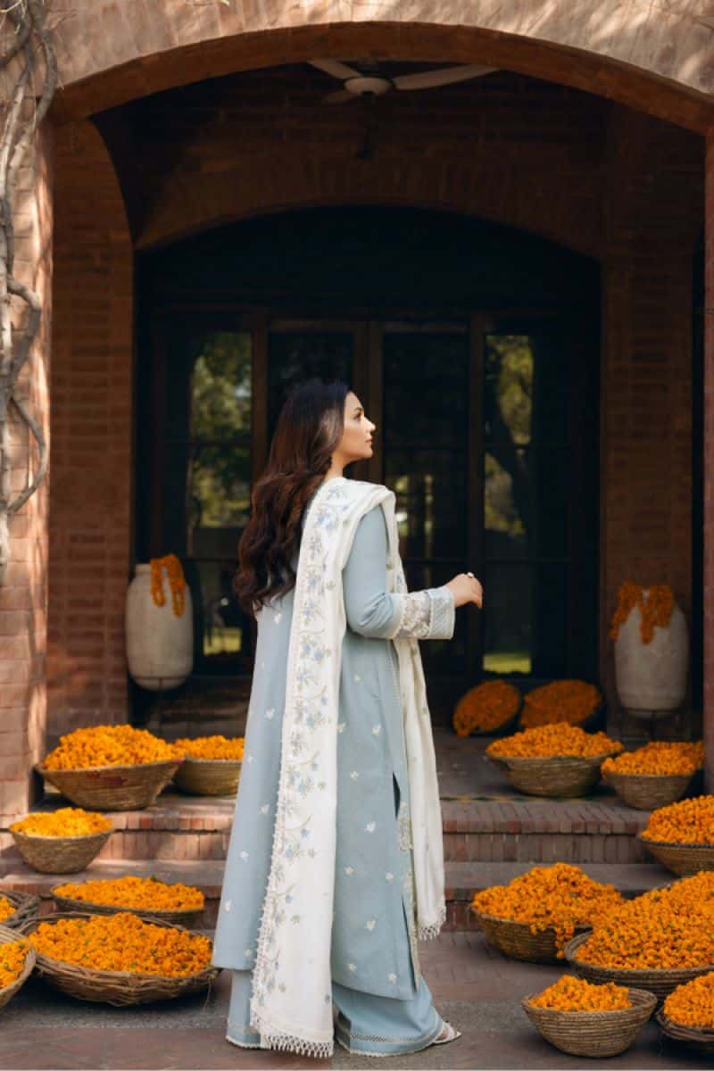 Embroidered Karandi 3 Piece Unstitched Suit - alternate view
