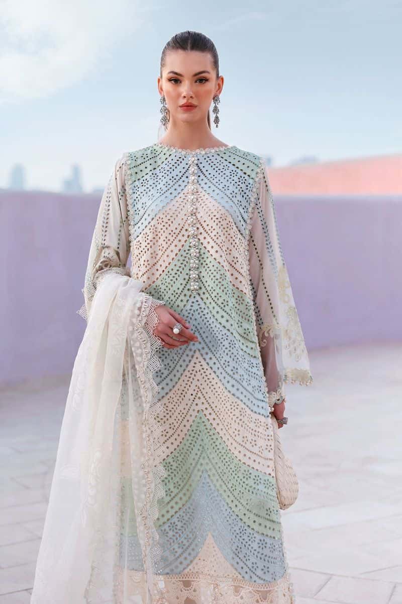3 Piece Unstitched Embroidered Lawn Suit - alternate view