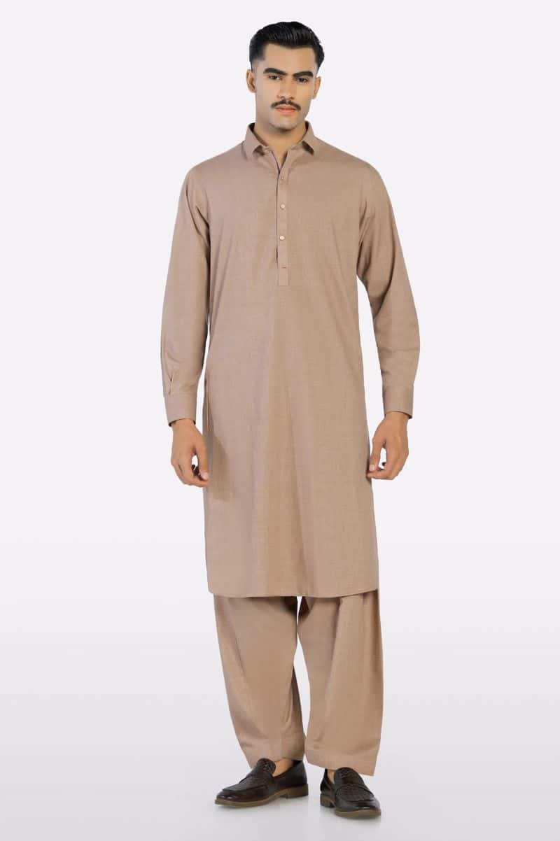 Light Brown Wash & Wear Shalwar Kameez - alternate view