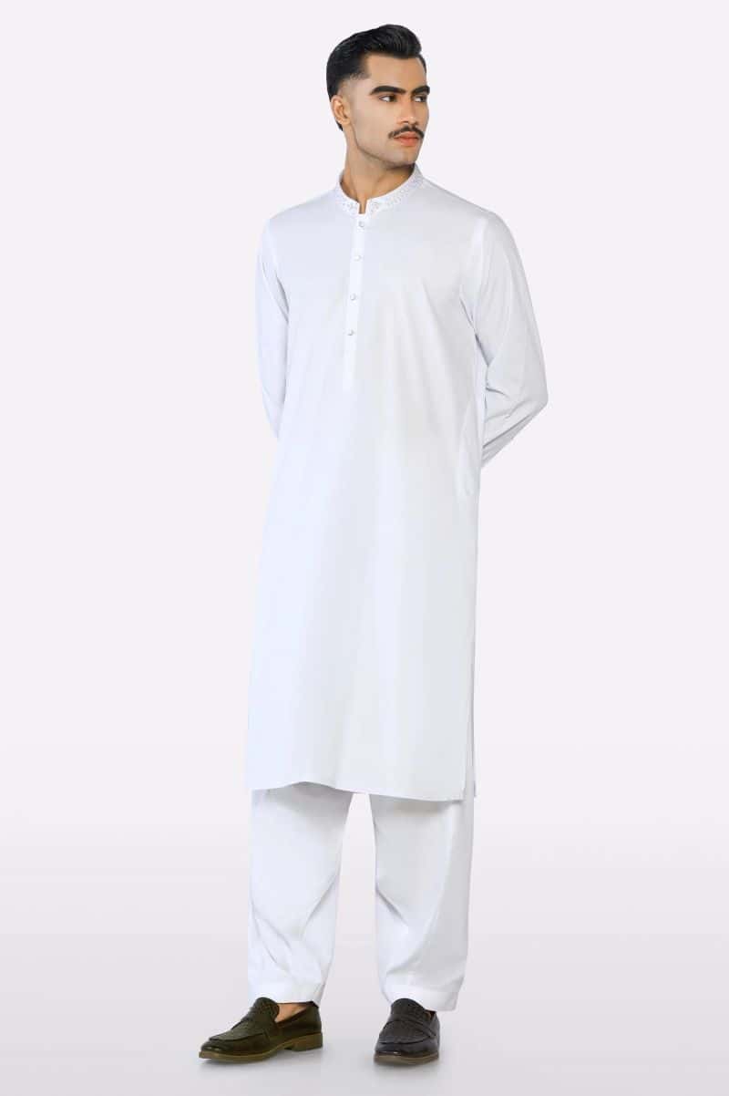 White Wash & Wear Shalwar Kameez - alternate view