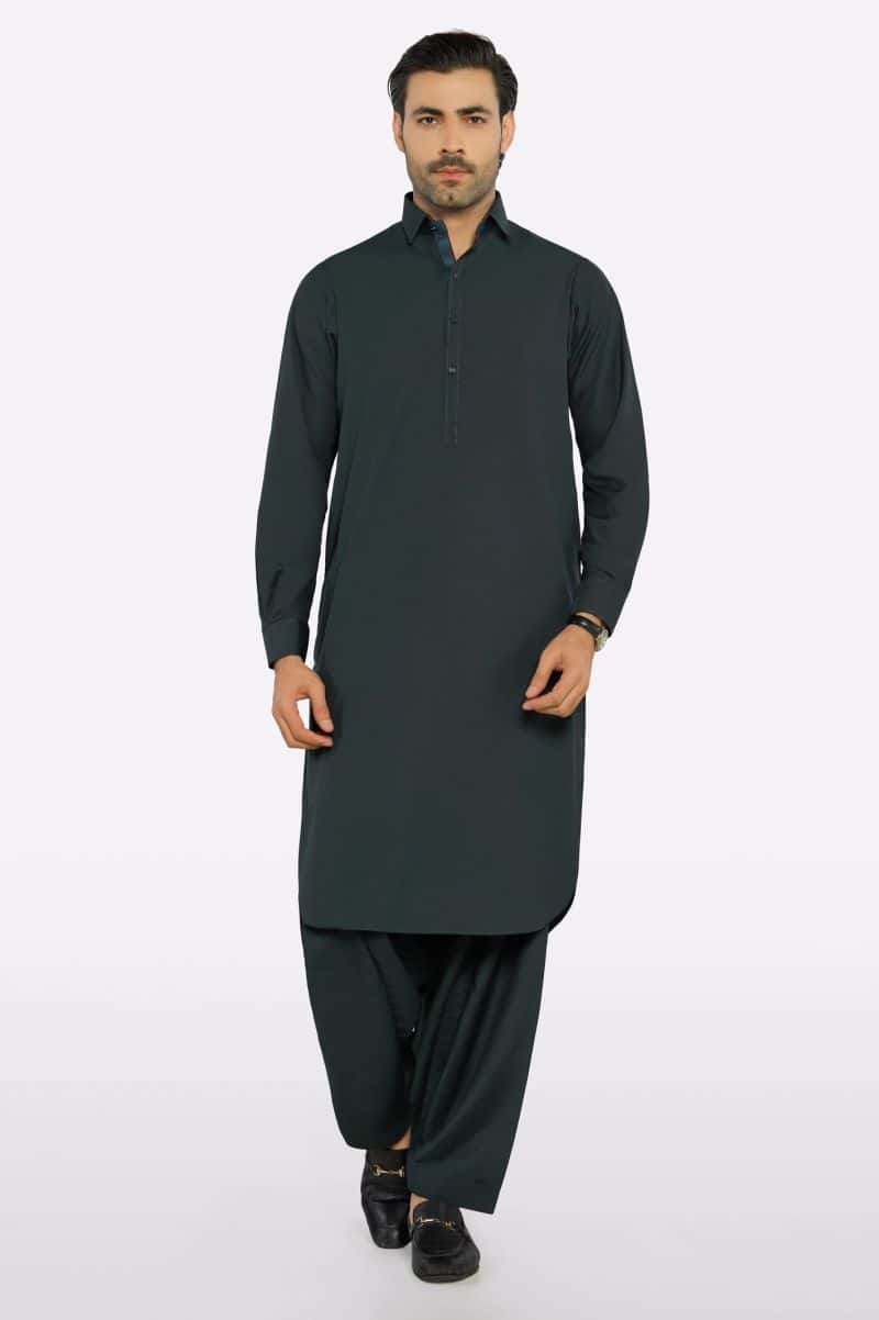 Dark Grey Wash & Wear Shalwar Kameez - alternate view