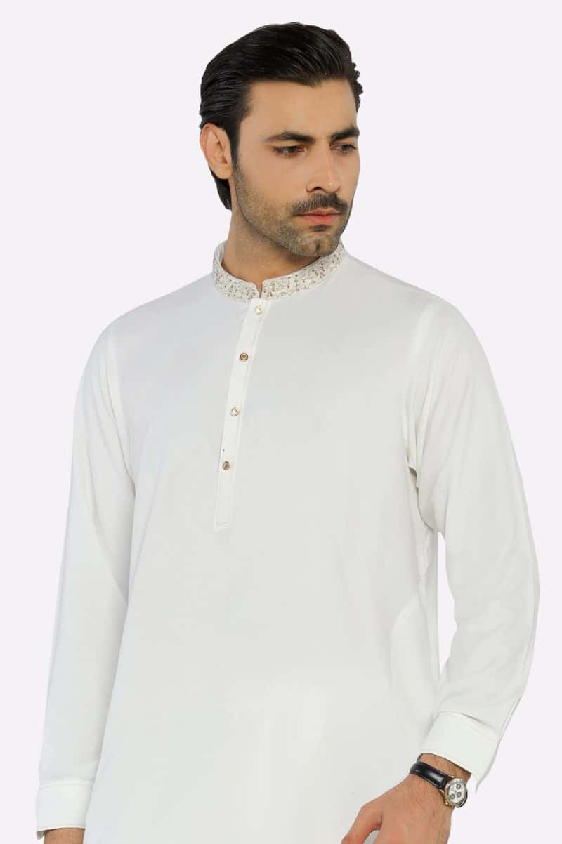 Cream Wash & Wear Shalwar Kameez