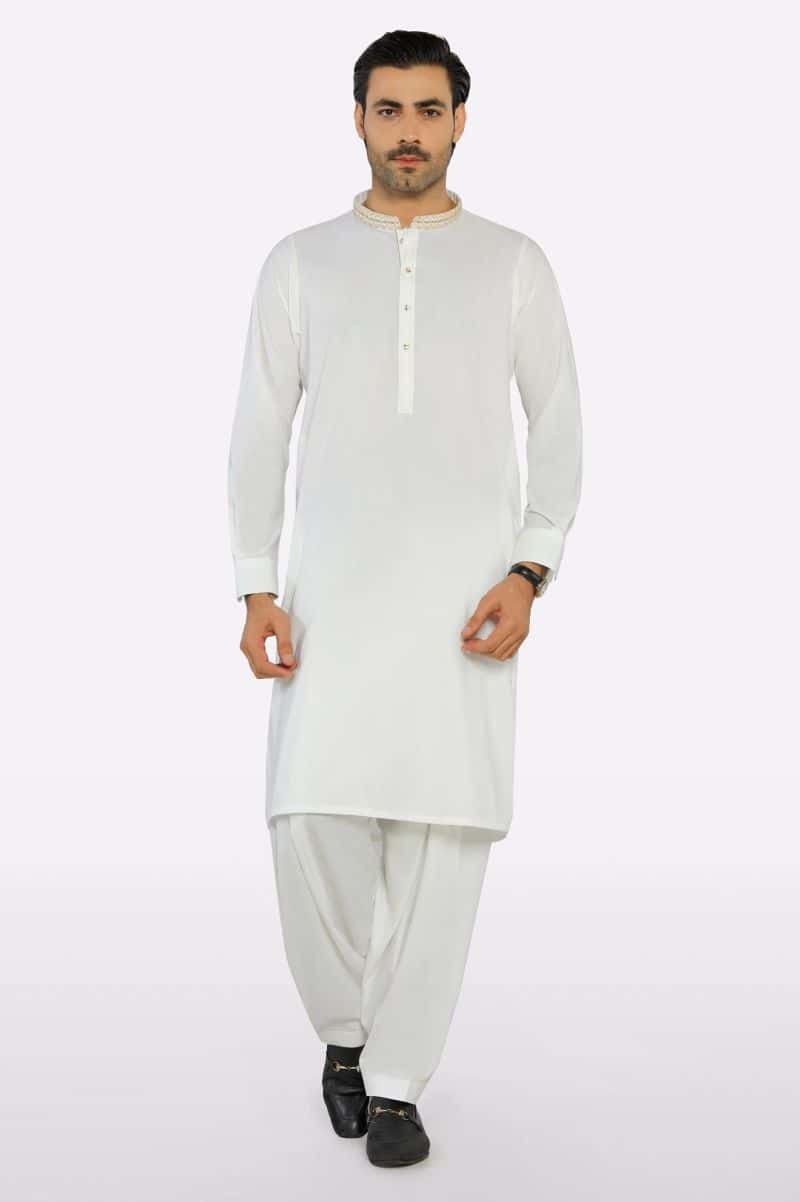 Off White Wash & Wear Shalwar Kameez - alternate view