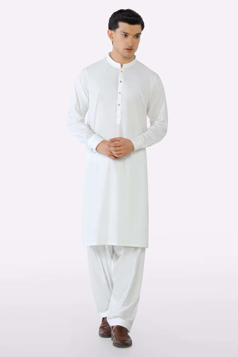 Off White Wash & Wear Shalwar Kameez - alternate view