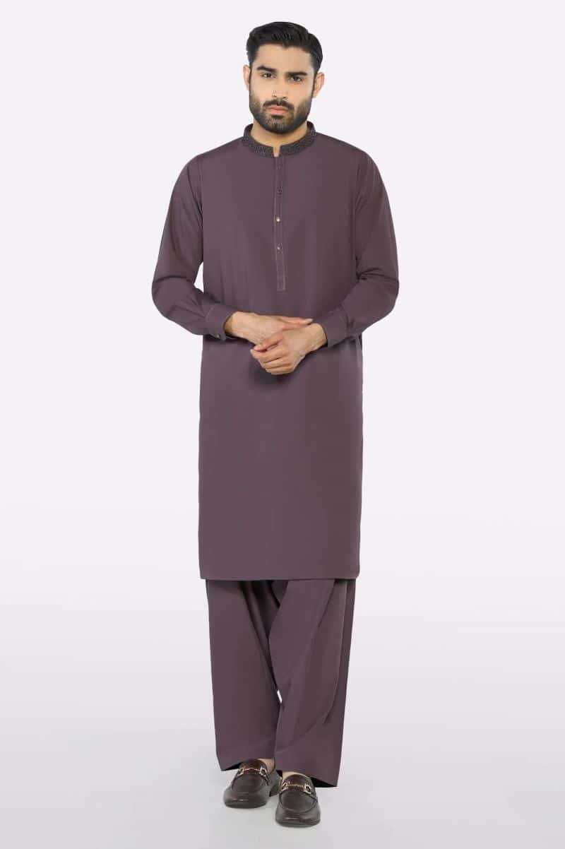 Light Purple Wash & Wear Shalwar Kameez - alternate view