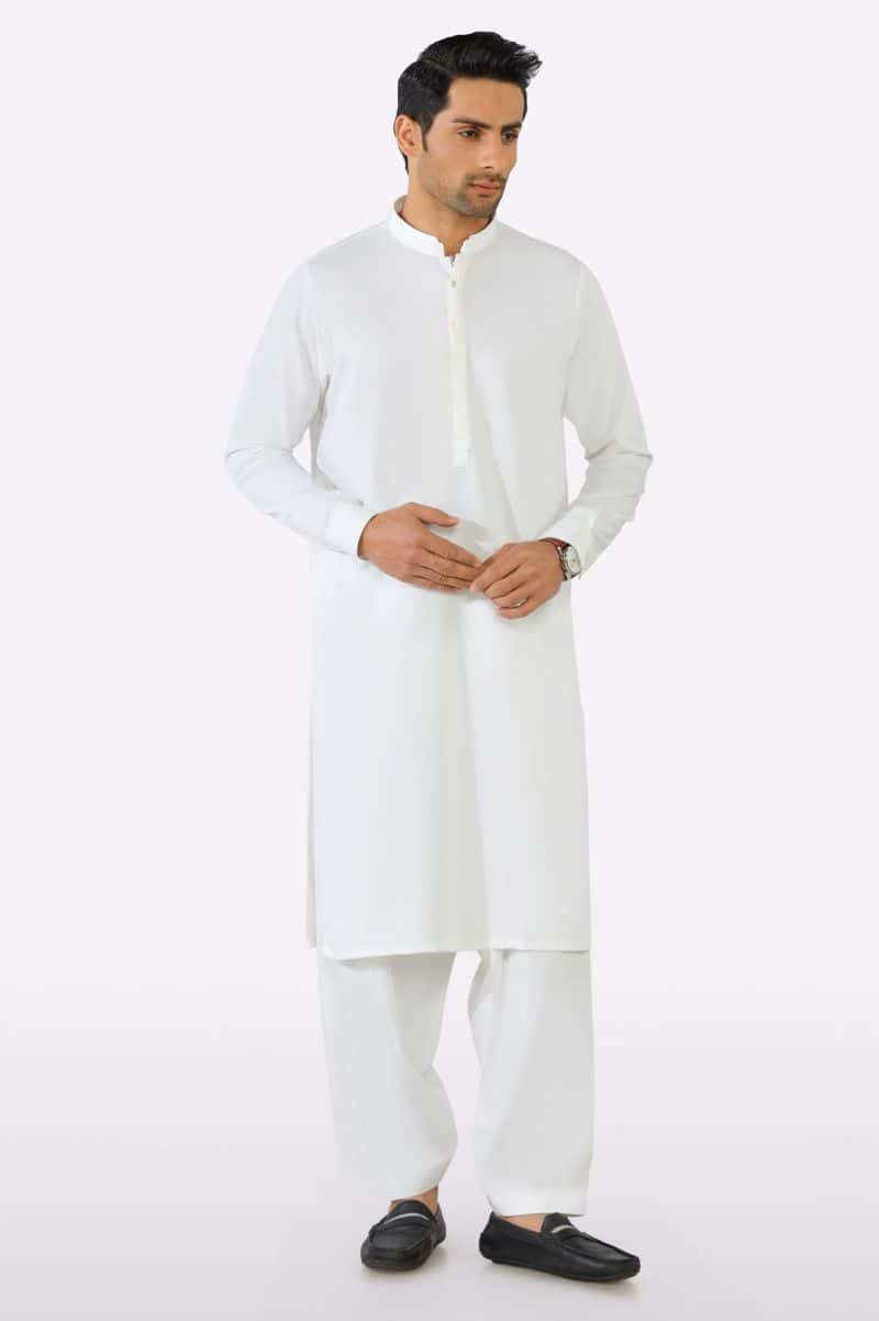 Off White Wash & Wear Shalwar Kameez - alternate view