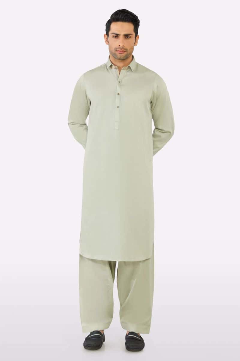 Light Green Cotton Shalwar Kameez - alternate view