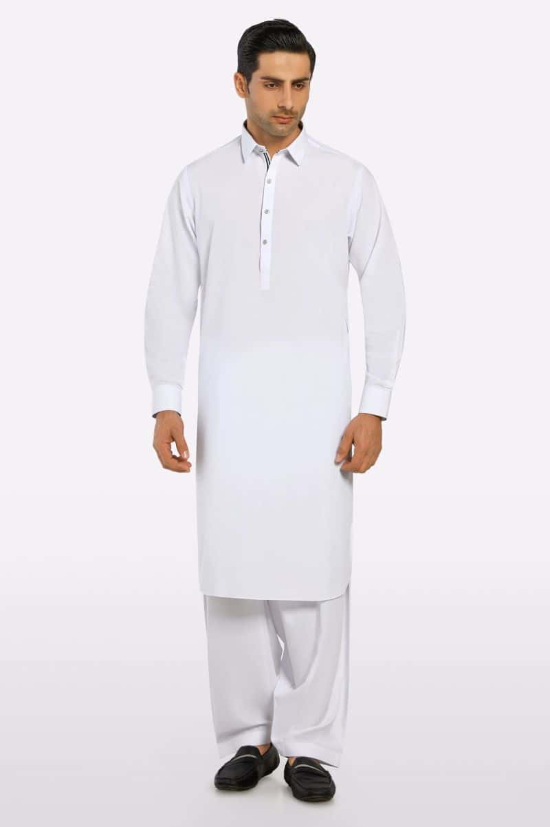 White Wash & Wear Shalwar Kameez - alternate view