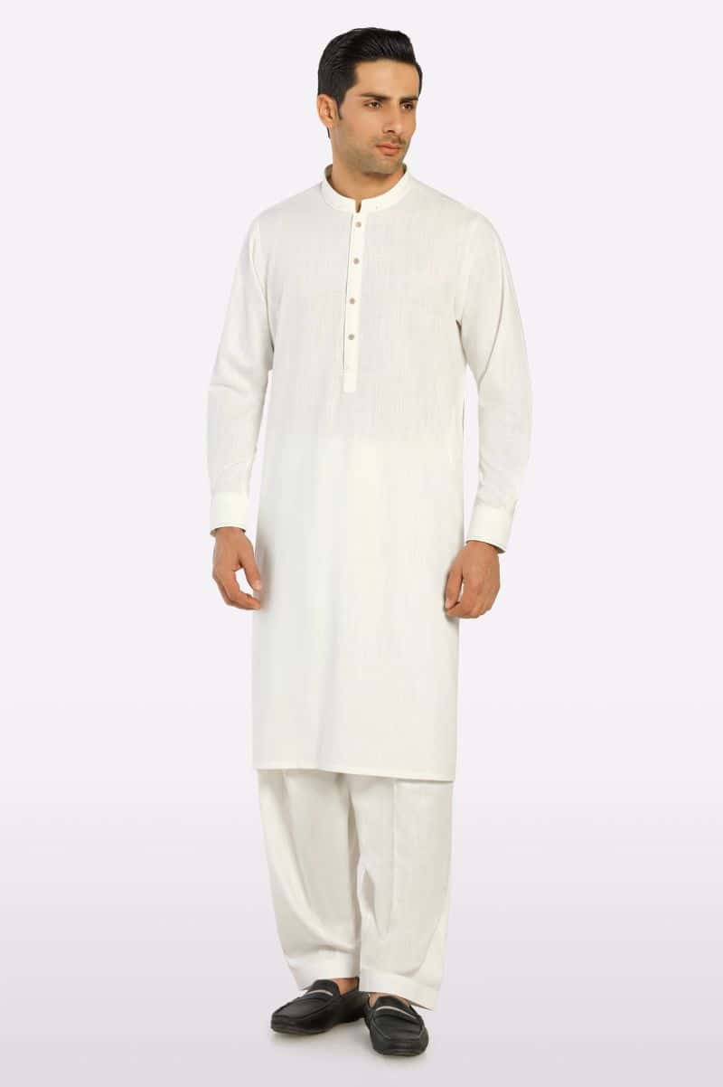 Off White Wash & Wear Shalwar Kameez - alternate view