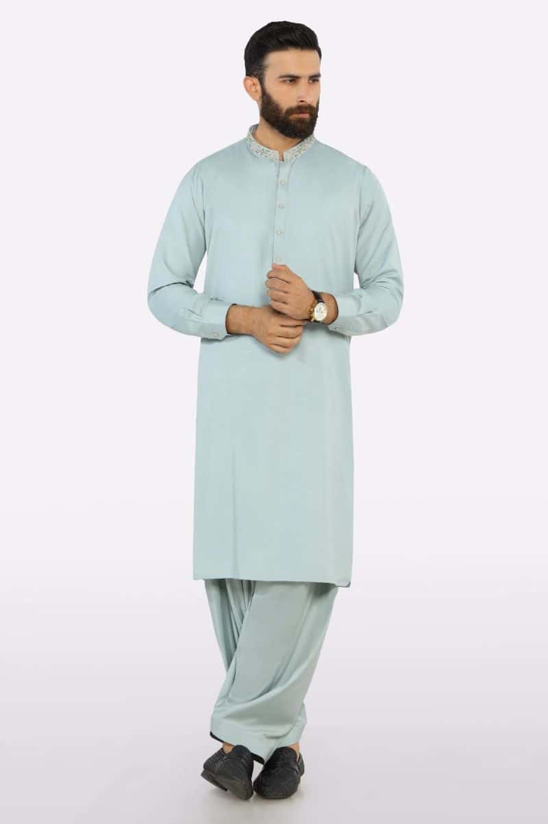 Light Green Wash & Wear Shalwar Kameez - alternate view