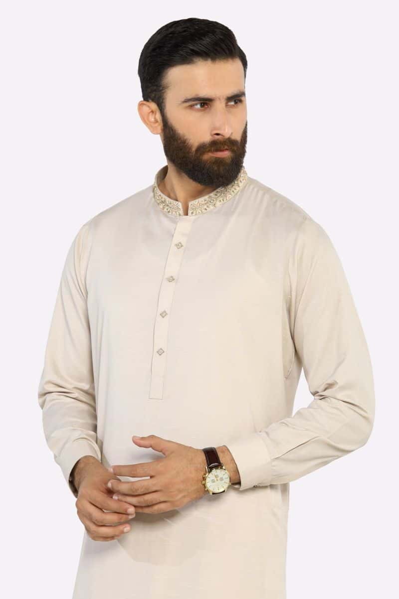 Light Beige Wash & Wear Shalwar Kameez