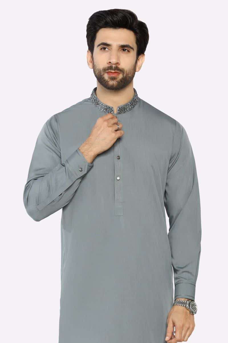 Light Grey Wash & Wear Shalwar Kameez