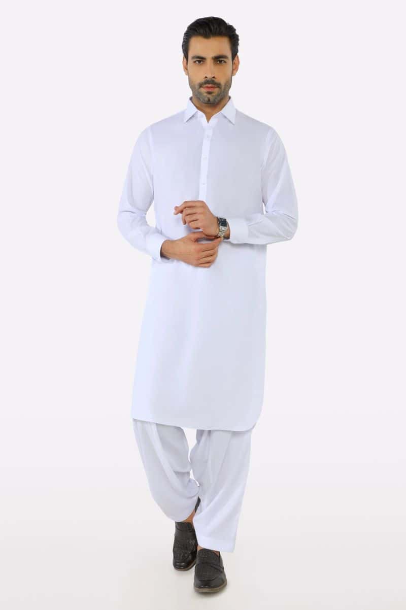 White Wash & Wear Shalwar Kameez - alternate view